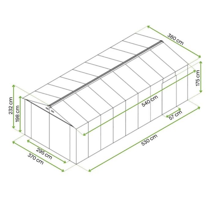 Метален гараж за автомобил Kingston цвят Антрацит 5.4х3.8х2.3м 19.6квм