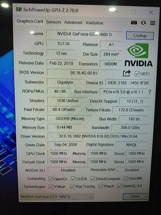 Gigabyte GTX 1660 Ti