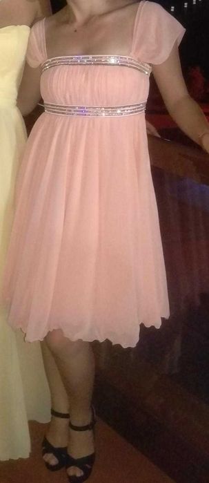 Rochie voal de seara evenimente roz corai marimea S 36