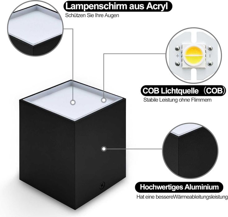 LED спот за таван 10W - черен/бял