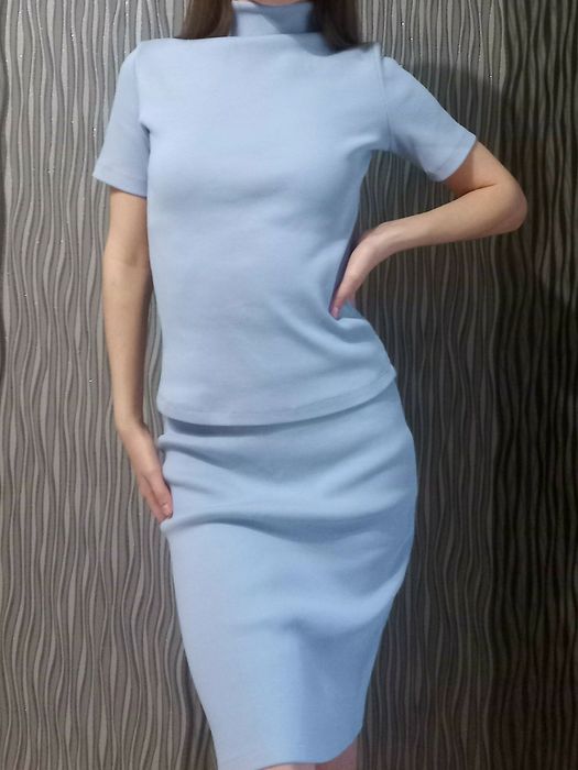 Дамски комплект блуза+пола рипс трико