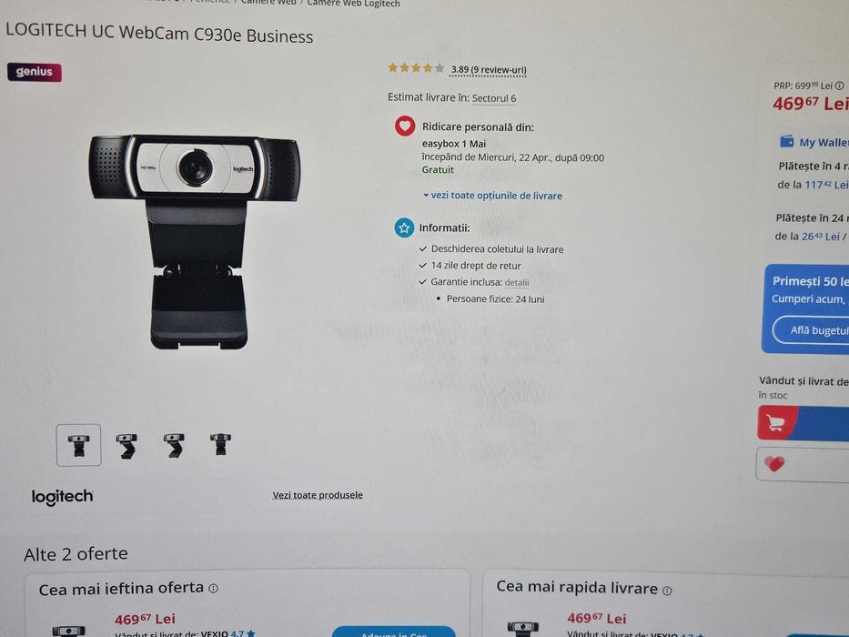 LOGITECH WebCam C930e Business FullHD,Gaming,Videochat,OBS,Jasmin> NOUA!