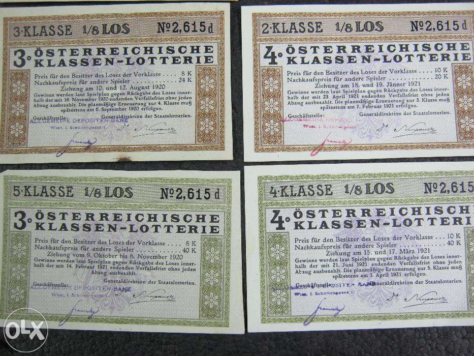 Lot,12 bucati,bilete vechi, LOTERIE AUSTRIA,1920-1921