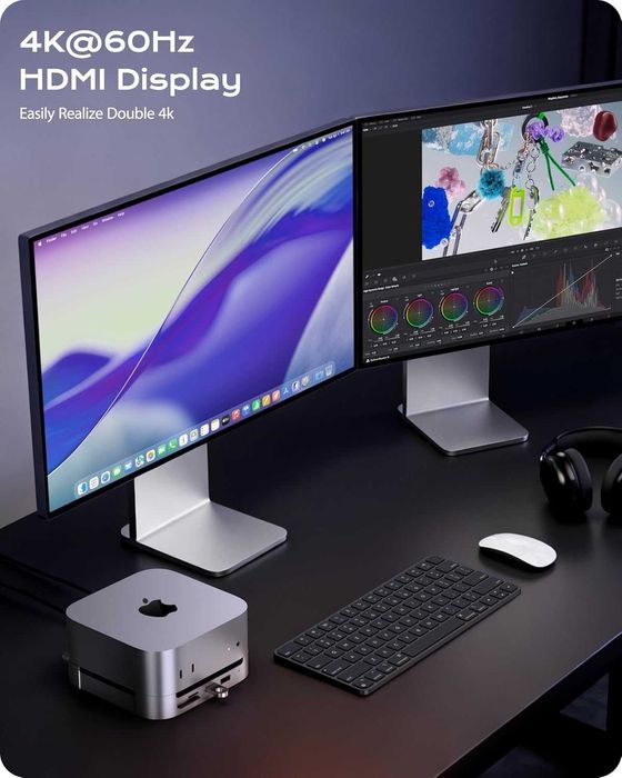 Докинг станция Stouchi за Mac mini M4 с корпус за NVMe SSD, 4K/60 HDMI