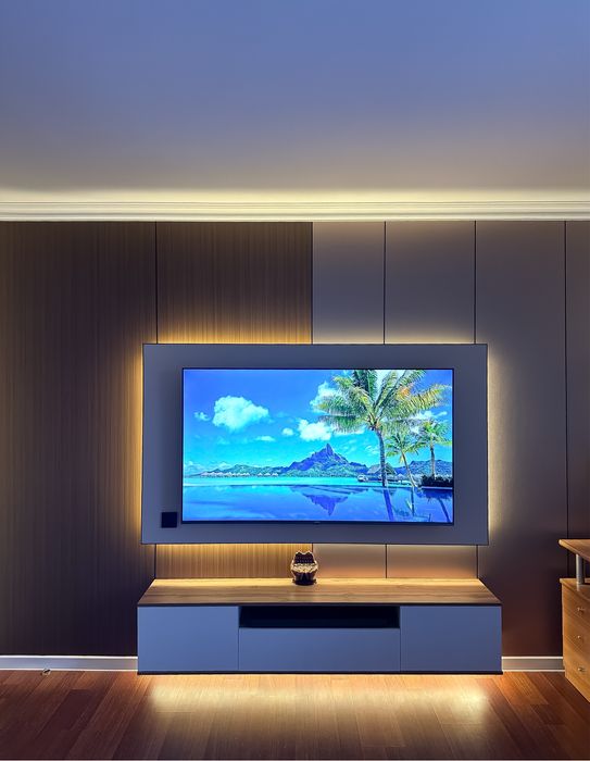 Установка гибкого мрамора и тв зон