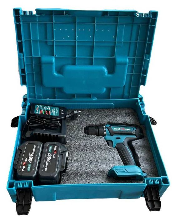 Акумулаторен ударен винтоверт KraftRoyal 36V с две батерии и зарядно