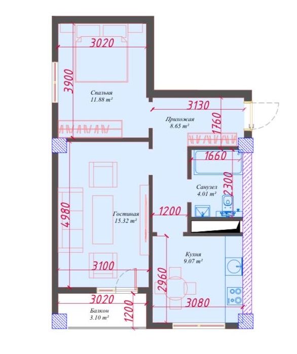 4 квартиры ЖК Mirabad Riverside 2/2,3/16 52,32 м2