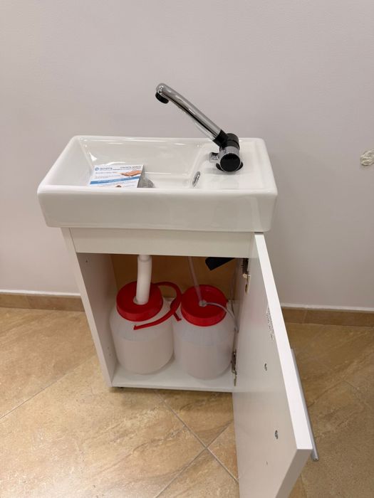 Chiuveta mobila Economy, QUVETTE, Apa Rece cu pompa electrica, alb, 41x23x72 cm