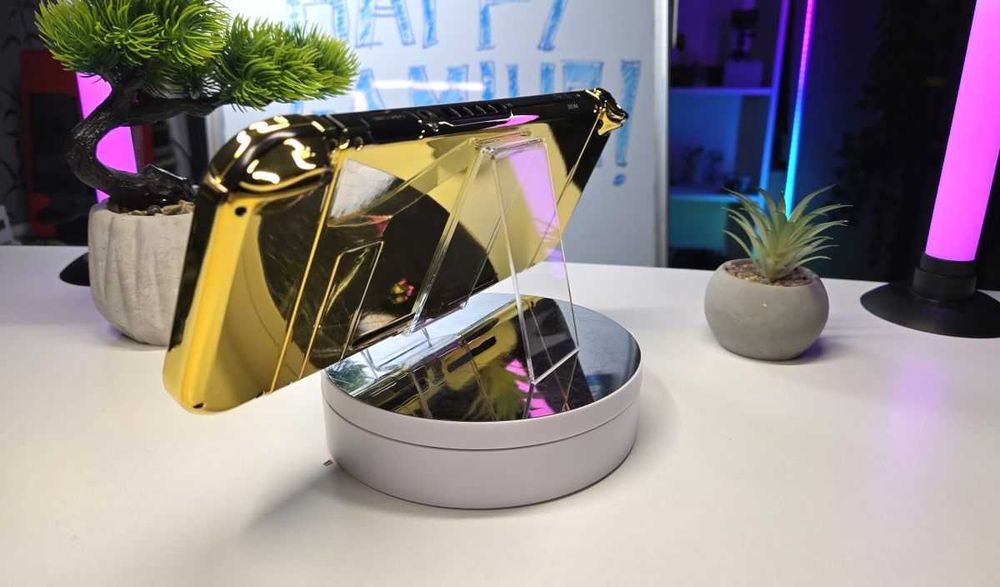 Nintendo Switch V2 Custom CHROME GOLD Modat Picofly/128GB/18 Jocuri