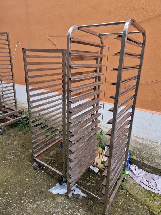 Carucior tavi inox, rastel farfurii, masa rece