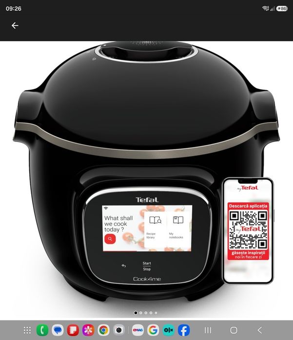 Multicooker TEFAL Cook4me Touch CY912831, 6l, 1600W, 13 programe, negru