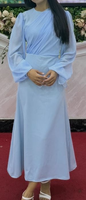 платье вечернее голубое длинное