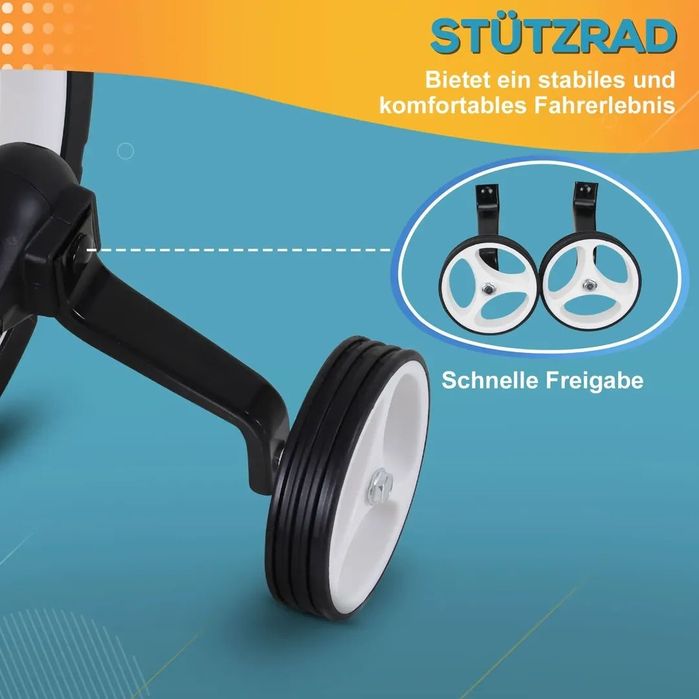 HOMCOM Детски балансиращ велосипед,  2 в 1,  с помощни колела и педали