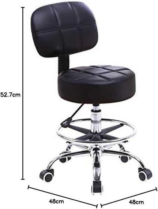 Scaun rotund rotativ din piele PU cu suport pentru picioare reglabil