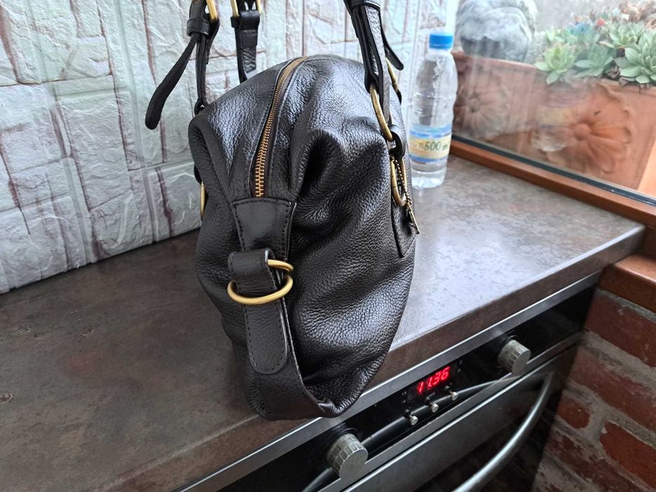 дамска кожена чанта в кафяво -естествена кожа,DOCA