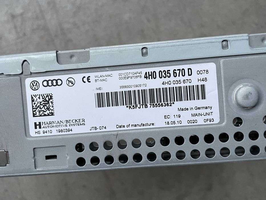Unitate media MMI Audi cod 4H0035670D