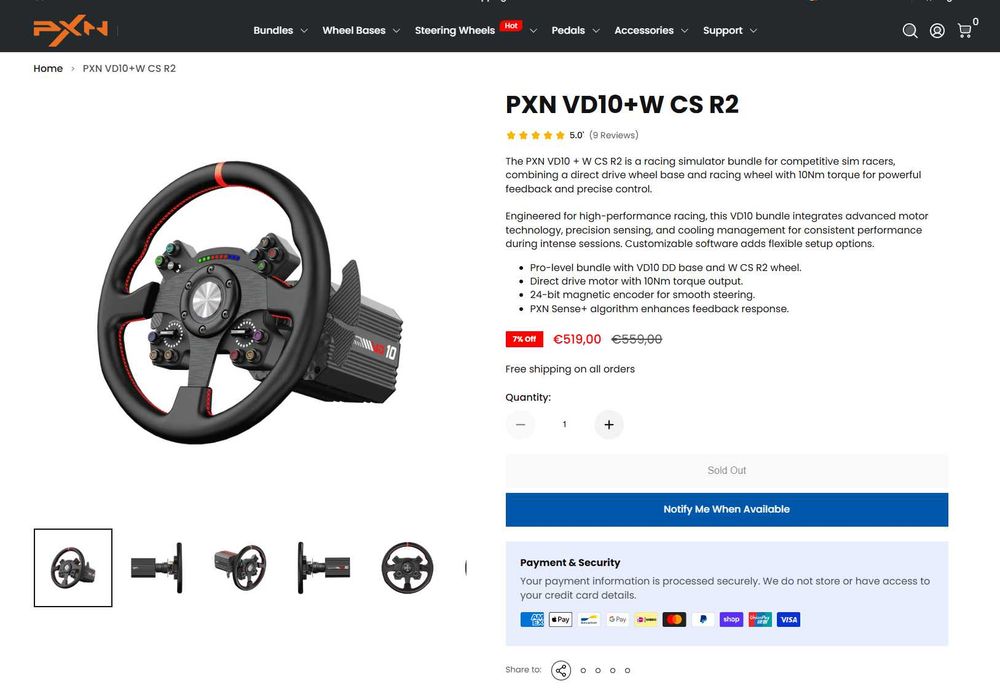 Vand Volan PXN VD10+W CS R2 + Pedale Logitech RS