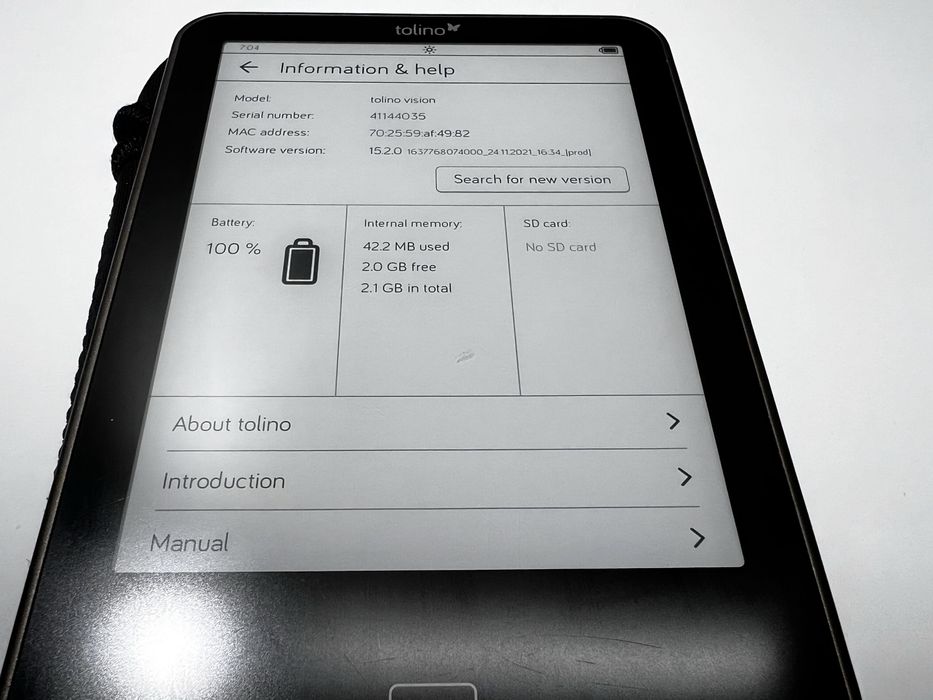 Четец / електронна книга Tolino Vision 1