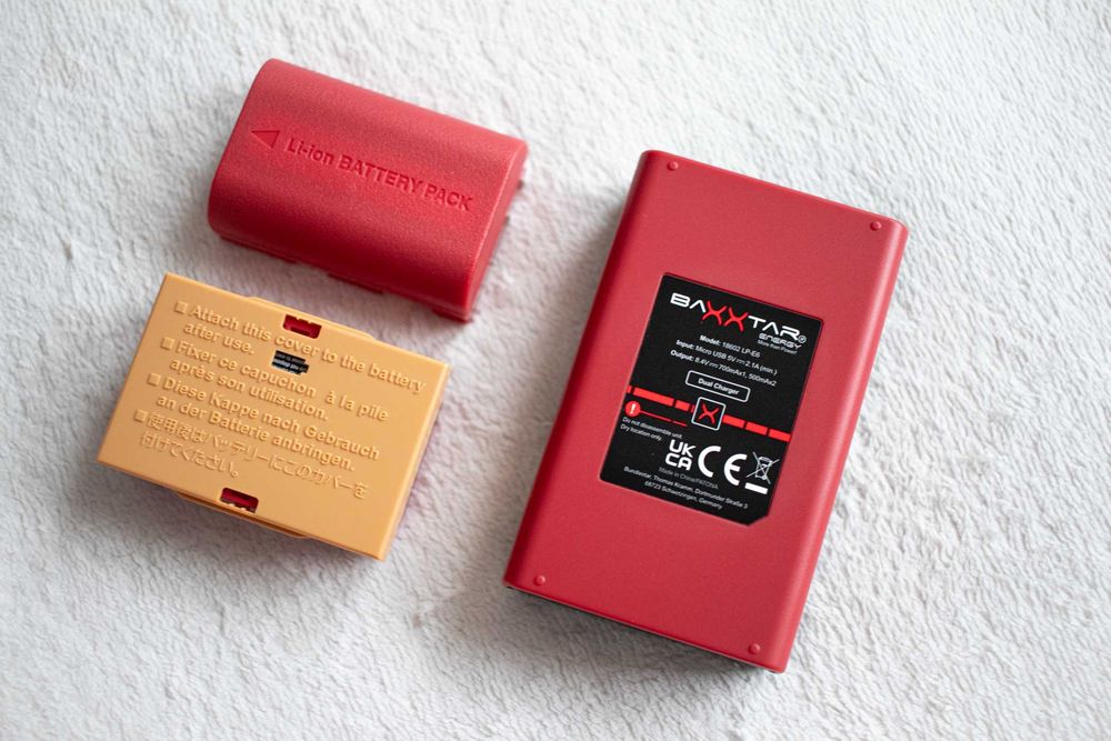 2x Acumulator Baxxtar Pro LP-E6 + Incarcator Dual pentru Canon LP-E6