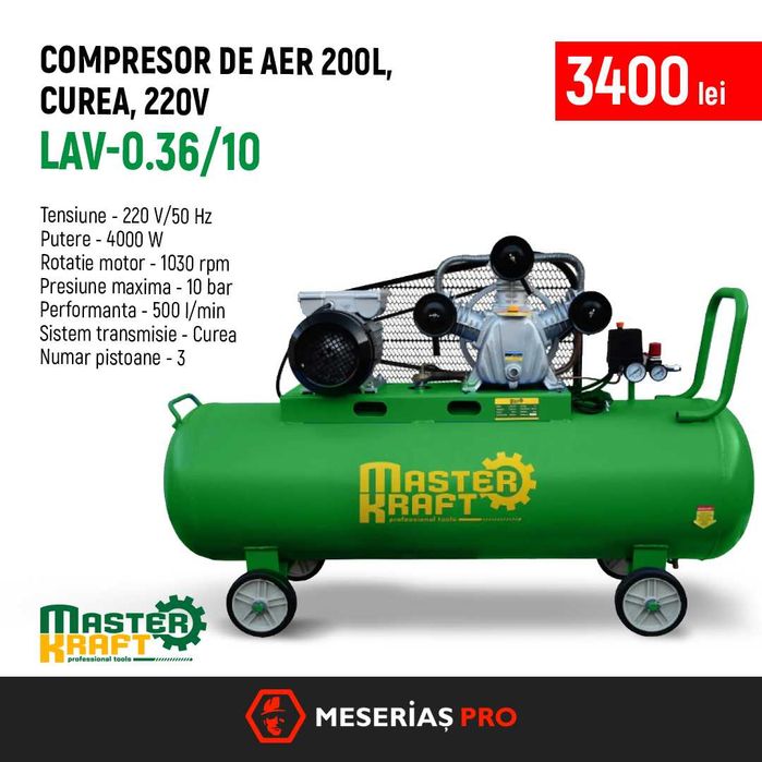 Compresoare aer industriale, putere mare, 70-200L — Master Kraft