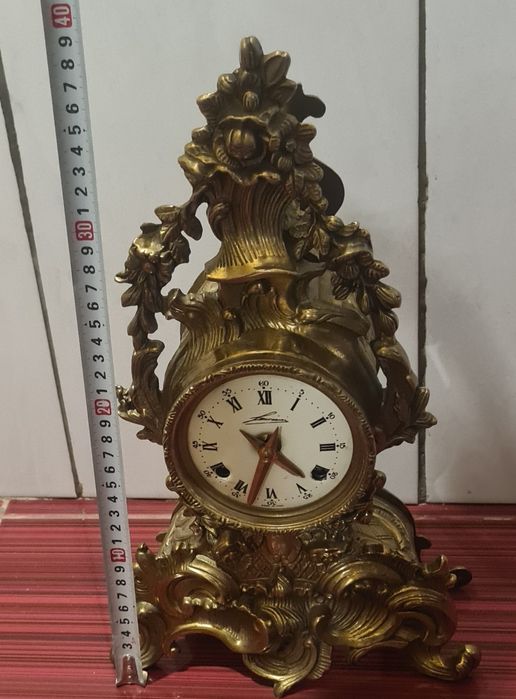 Италиански Бронзов Каминен Часовник Lancini