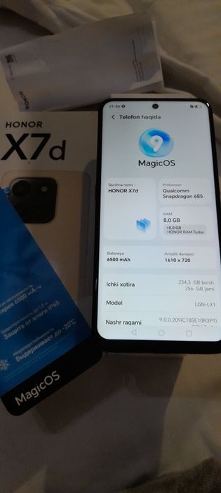 Honor x7d 256/8 telfon