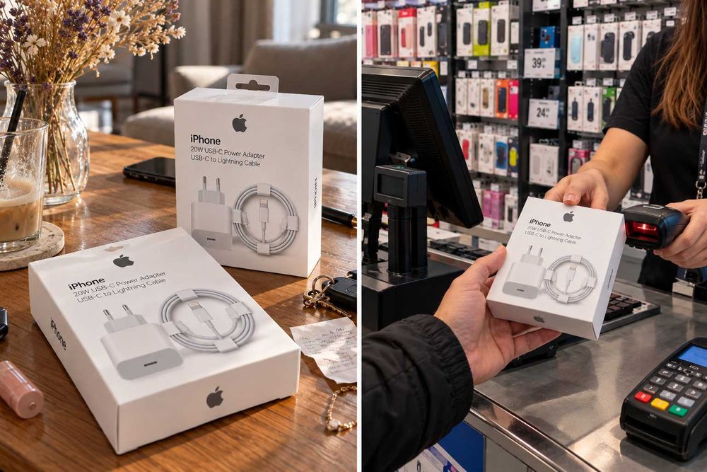 Apple 20W USB-C Fast Charger комплект с Lightning кабел – Бързо зареждане за iPhone