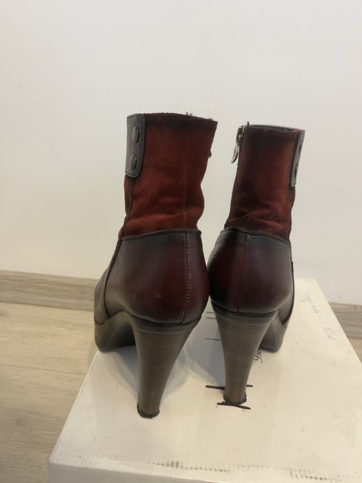 Боти на ток- бордо, естествена кожа