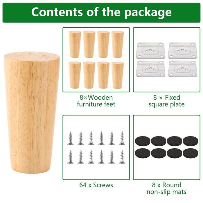 Set 8 picioare lemn 10cm
