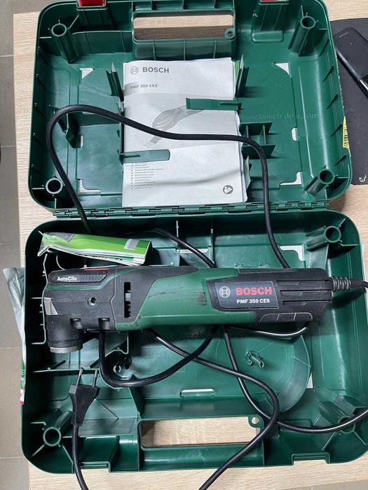 Unealtă multifuncțională Bosch PMF 350 CES (350 W, compatibilă cu accesoriile Starlock și StarlockPlus, în geantă de transport)