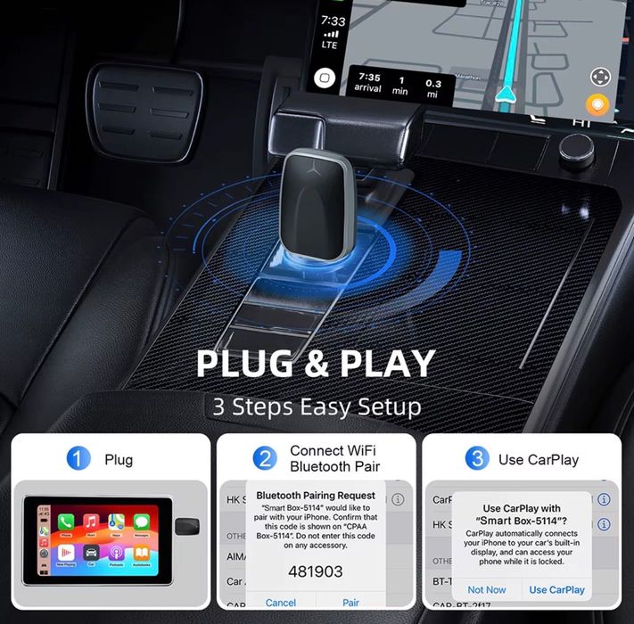 2in1 Wireless CarPlay Dongle Wireless Android Auto Adapter AI Smart Box