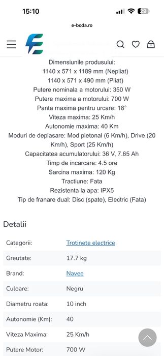 Vand trotineta electrica NAVEE V40i