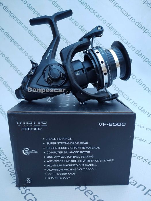 SET 2 Mulinete Feeder si Crap PRO FL VIRUS VF6500 Long Cast+baitrunner