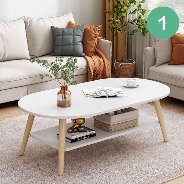 Журнальный Стол с полкой столик деревянный белый двухуровневый 3 вида