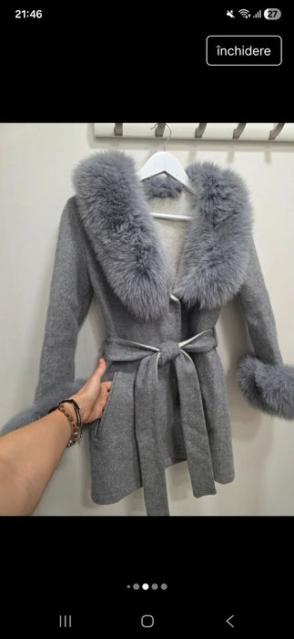 Palton calduros blana naturala