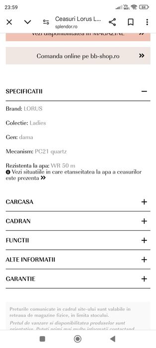 Ceas Lorus dama Quartz