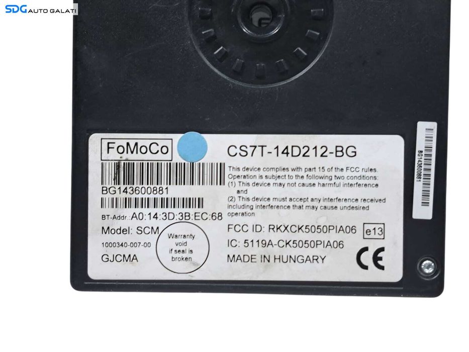 Unitate Modul Calculator Bluetooth Ford Focus 3 2010 - 2015 Cod CS7T-14D212-BG [L6397]