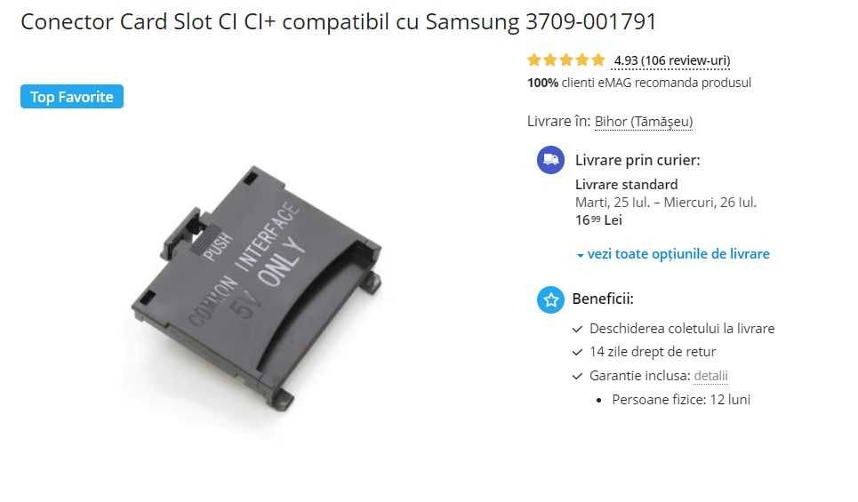 Conector card slot CI CI+ original Samsung