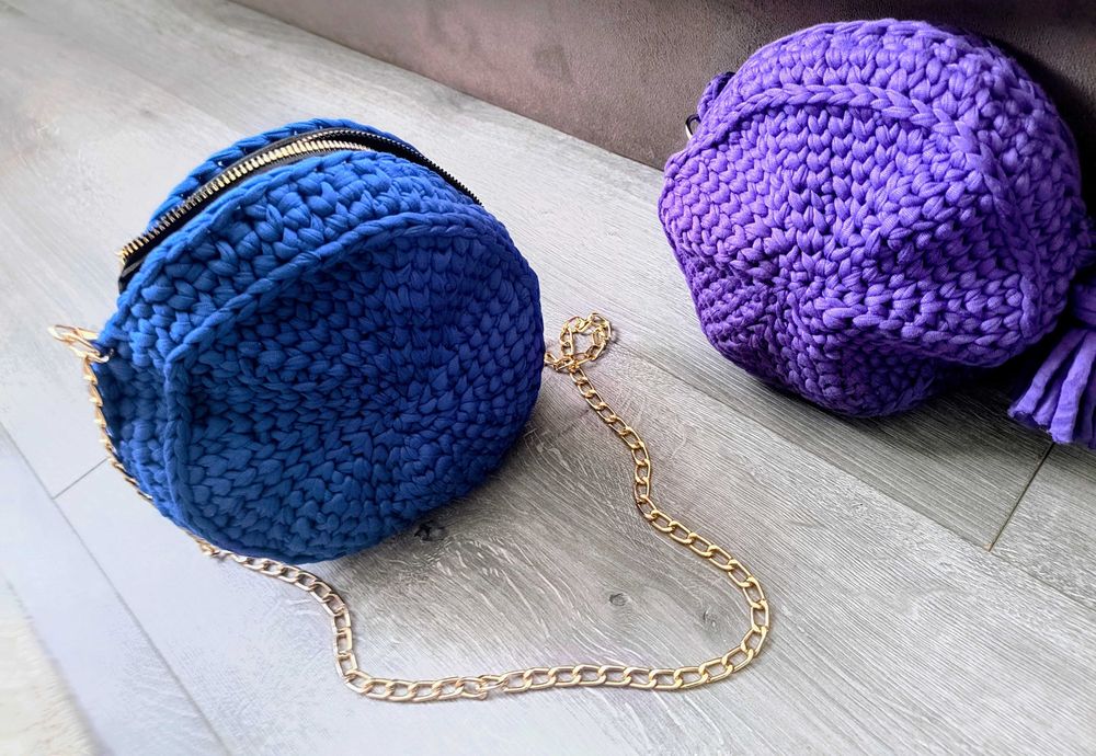 Плетена кръгла дамска чанта