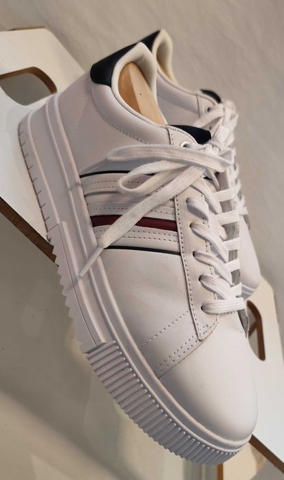 Pantofi sport casual 41 premium Tommy Hilfiger piele naturala moale alb