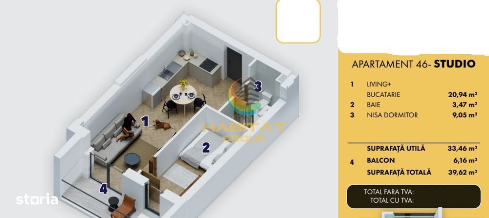 Vanzare Apartament Modern 2 Camere 39.62mp Strada Biruinței