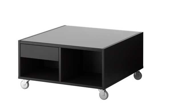 Холна маса на колелца, със стъкло, чекмедже и полици, Икеа