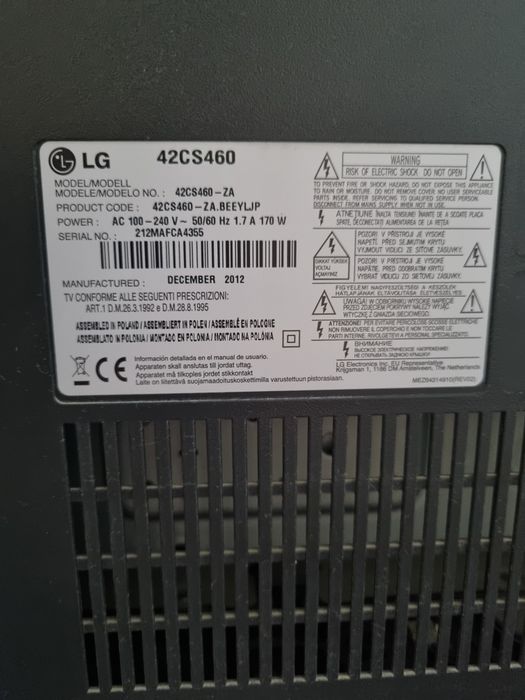 Продаётся телевизор LG размер экрана 42 в хорошем состоянии