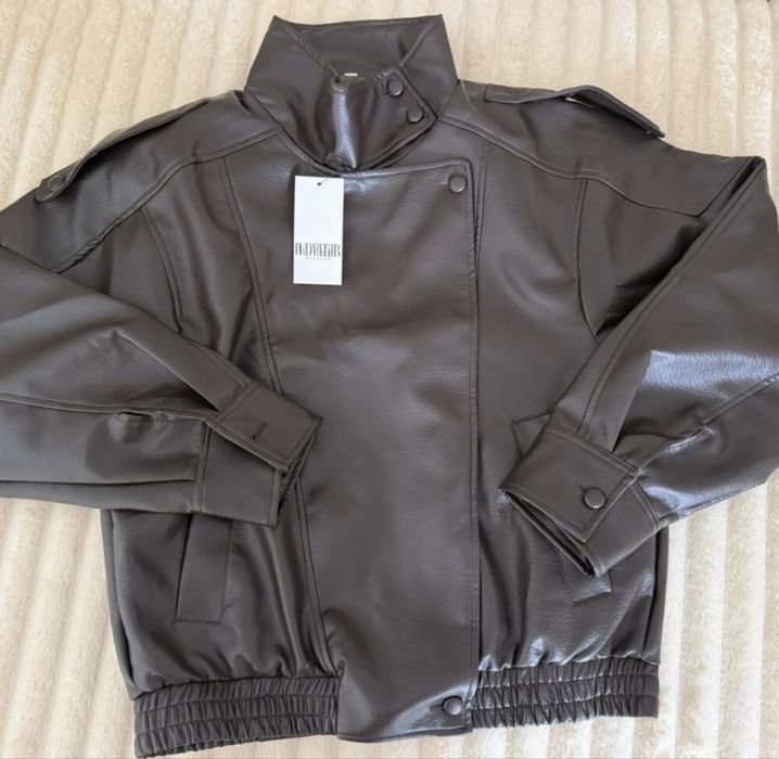 Кожено oversize яке с яка