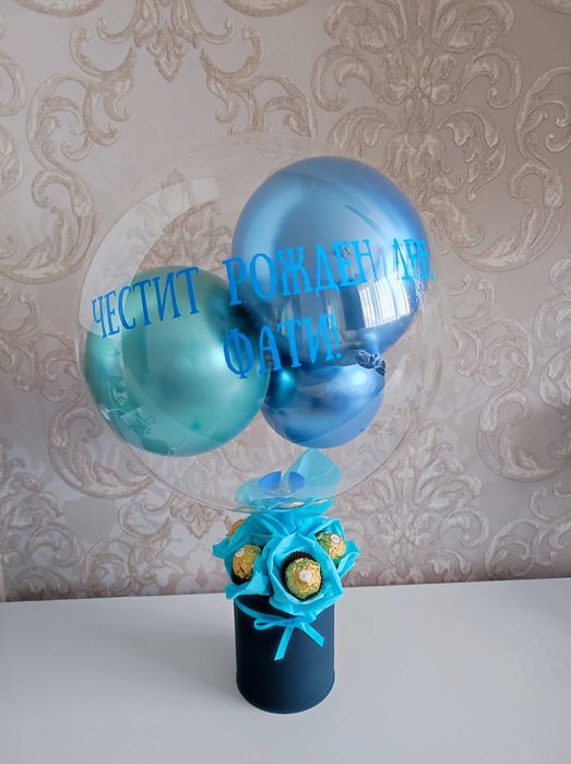 Оригинални букети / Цвете в балон / подарък за изписване бебе