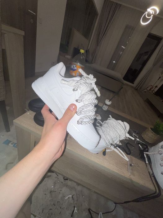 Air force rope laces cu dublu siret alb pe stoc