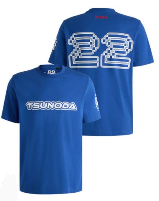 Tricouri Hugo boss -tsunoda -albastru și alb