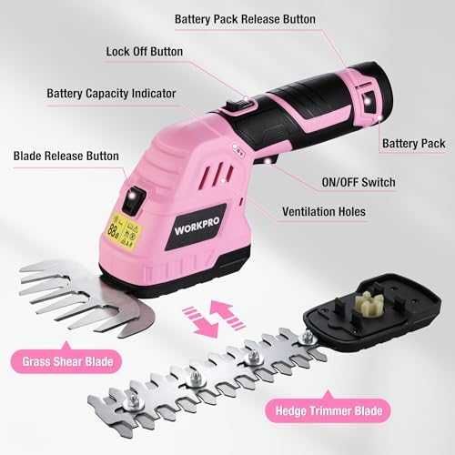WORKPRO 2-в-1 акумулаторна ножица за трева и храсти 12V