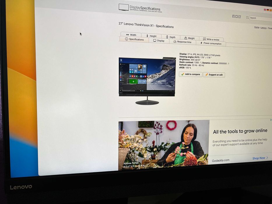 4к 27" монитор Lenovo Thinkvision X1