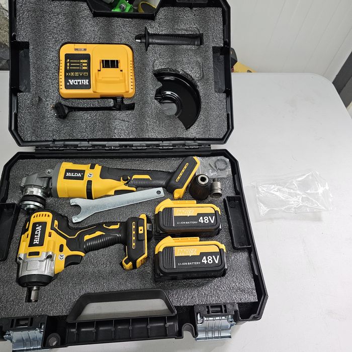 Комплект две машини гайковерт-дрелка и ъглошлайф HILDA 48Vс 2 батерии